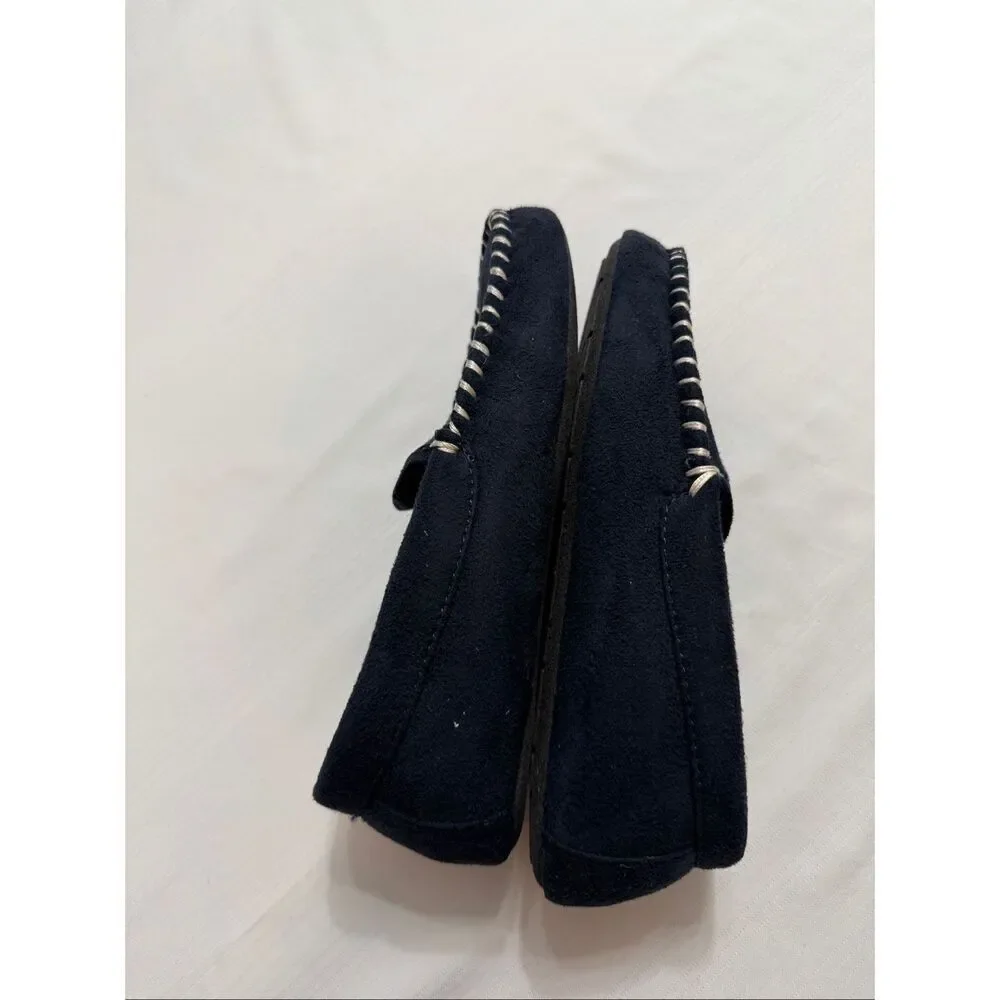 Polo Ralph Lauren Men's Faux Suede Moccasin Slippers Navy Size 7 D New